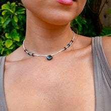 Load image into Gallery viewer, 925 SS Labradorite, Smokey Quartz, Blue Apatite, Clear Quartz Bead Necklace
