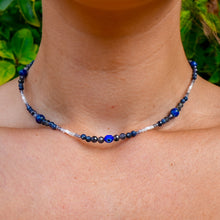 Load image into Gallery viewer, 925 SS Evil Eye, Iolite, Blue Sapphire &amp; Clear Quartz Bead Necklace
