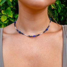 Load image into Gallery viewer, 925 SS Evil Eye, Iolite, Blue Sapphire &amp; Clear Quartz Bead Necklace
