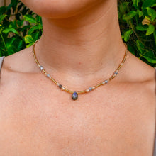 Load image into Gallery viewer, 14ct GF Labradorite &amp; Golden Rutilated Quartz Bead Necklace

