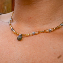 Load image into Gallery viewer, 14ct GF Labradorite &amp; Golden Rutilated Quartz Bead Necklace
