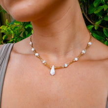Load image into Gallery viewer, 14ct GF Moonstone, Golden Rutilated Quartz &amp; Moss Agate Bead Necklace
