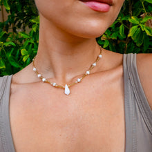 Load image into Gallery viewer, 14ct GF Moonstone, Golden Rutilated Quartz &amp; Moss Agate Bead Necklace
