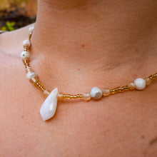 Load image into Gallery viewer, 14ct GF Moonstone, Golden Rutilated Quartz &amp; Moss Agate Bead Necklace
