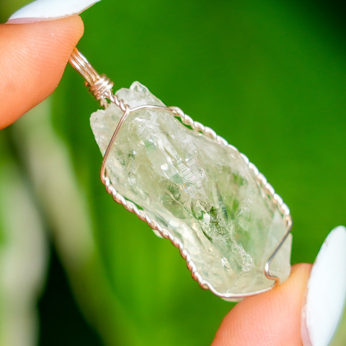 925 SS Raw Prasiolite Pendant
