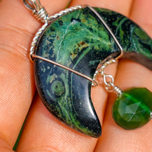 Load image into Gallery viewer, 925 SS Kambaba Jasper &amp; Serpentine Moon Pendant
