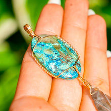 Load image into Gallery viewer, 14ct GF Chrysocolla &amp; Labradorite Pendant

