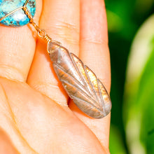 Load image into Gallery viewer, 14ct GF Chrysocolla &amp; Labradorite Pendant
