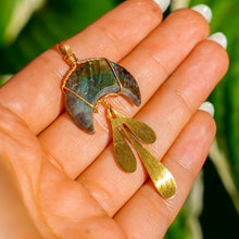 Load image into Gallery viewer, 14ct GF Labradorite Moon Drip Pendant
