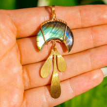 Load image into Gallery viewer, 14ct GF Labradorite Moon Drip Pendant
