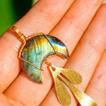 Load image into Gallery viewer, 14ct GF Labradorite Moon Drip Pendant
