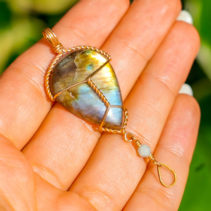14ct GF Labradorite & Amazonite Pendant