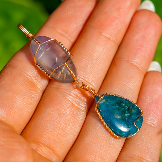14ct GF Fluorite & Blue Apatite Pendant