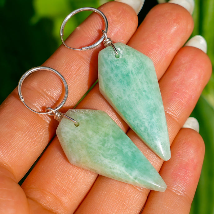 925 SS Amazonite Hoop Earrings