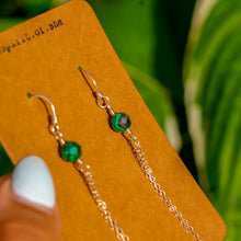 Load image into Gallery viewer, 925 SS Malachite Chain Earrings
