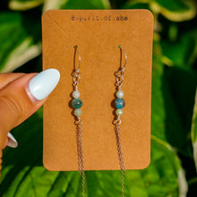 Load image into Gallery viewer, 925 SS Blue Apatite &amp; Amazonite Chain Earrings
