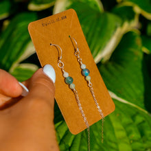 Load image into Gallery viewer, 925 SS Blue Apatite &amp; Amazonite Chain Earrings
