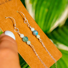 Load image into Gallery viewer, 925 SS Blue Apatite &amp; Amazonite Chain Earrings
