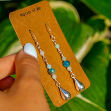 Load image into Gallery viewer, 925 SS Blue Apatite &amp; Amazonite Drip Earrings
