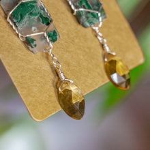 Load image into Gallery viewer, 925 SS Moss Agate &amp; Citrine Earrings
