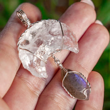 Load image into Gallery viewer, 925 SS Clear Quartz &amp; Labradorite Pendant
