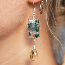 Load image into Gallery viewer, 925 SS Moss Agate &amp; Citrine Earrings
