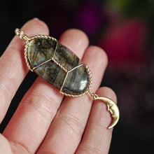 Load image into Gallery viewer, 14ct GF Labradorite Moon Pendant
