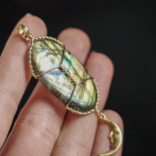 Load image into Gallery viewer, 14ct GF Labradorite Moon Pendant
