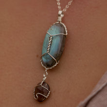 Load image into Gallery viewer, 925 SS Labradorite &amp; Smokey Quartz Pendant
