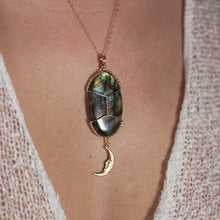 Load image into Gallery viewer, 14ct GF Labradorite Moon Pendant
