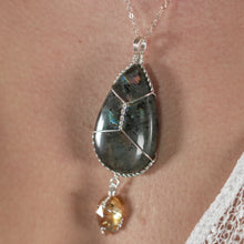 Load image into Gallery viewer, 925 SS Labradorite &amp; Citrine Pendant
