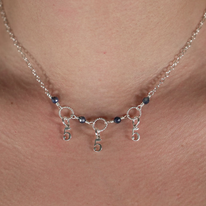 925 SS Blue Sapphire '555' Necklace