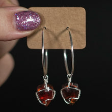 Load image into Gallery viewer, 925 SS Carnelian Hoop Earrings
