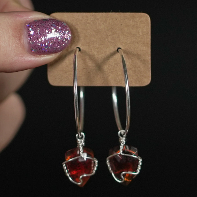 925 SS Carnelian Hoop Earrings