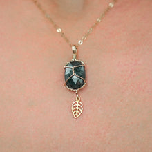 Load image into Gallery viewer, 14ct GF Mossy Kyanite Leaf Pendant
