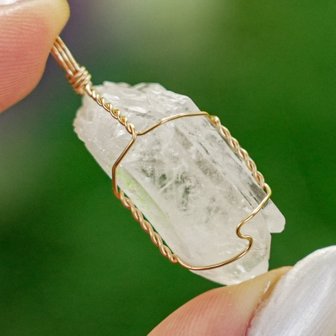 14ct GF Raw Clear Quartz Pendant