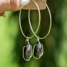 Load image into Gallery viewer, 925 SS Grey Sapphire Hoop Earrings
