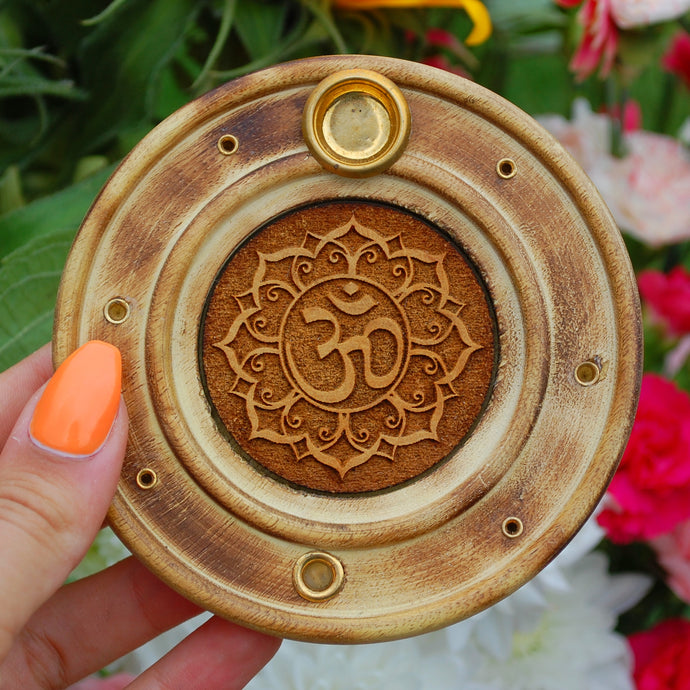 'Om' Engraved Incense Holder