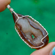 Load image into Gallery viewer, 925 SS Black Agate Druzy Pendant
