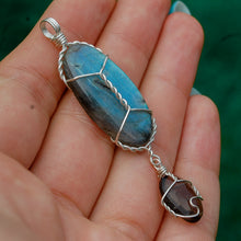 Load image into Gallery viewer, 925 SS Labradorite &amp; Smokey Quartz Pendant
