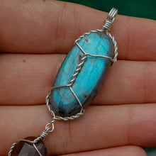 Load image into Gallery viewer, 925 SS Labradorite &amp; Smokey Quartz Pendant
