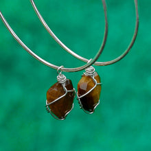 Load image into Gallery viewer, 925 SS Tiger&#39;s Eye Hoop Earrings
