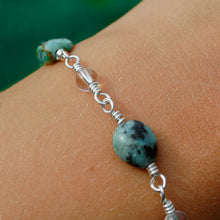 Load image into Gallery viewer, 925 SS Turquoise &amp; Clear Quartz Bracelet
