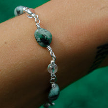 Load image into Gallery viewer, 925 SS Turquoise &amp; Clear Quartz Bracelet
