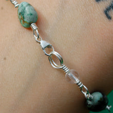 Load image into Gallery viewer, 925 SS Turquoise &amp; Clear Quartz Bracelet
