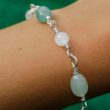 Load image into Gallery viewer, 925 SS Green &amp; White Jade Bracelet
