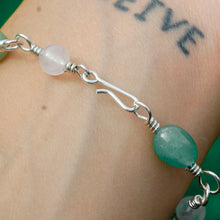 Load image into Gallery viewer, 925 SS Green &amp; White Jade Bracelet
