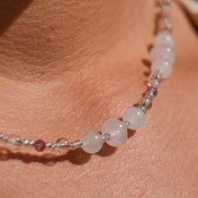 Load image into Gallery viewer, 925 SS Rose Quartz, Clear Quartz &amp; Pink Tourmaline Bead Necklace
